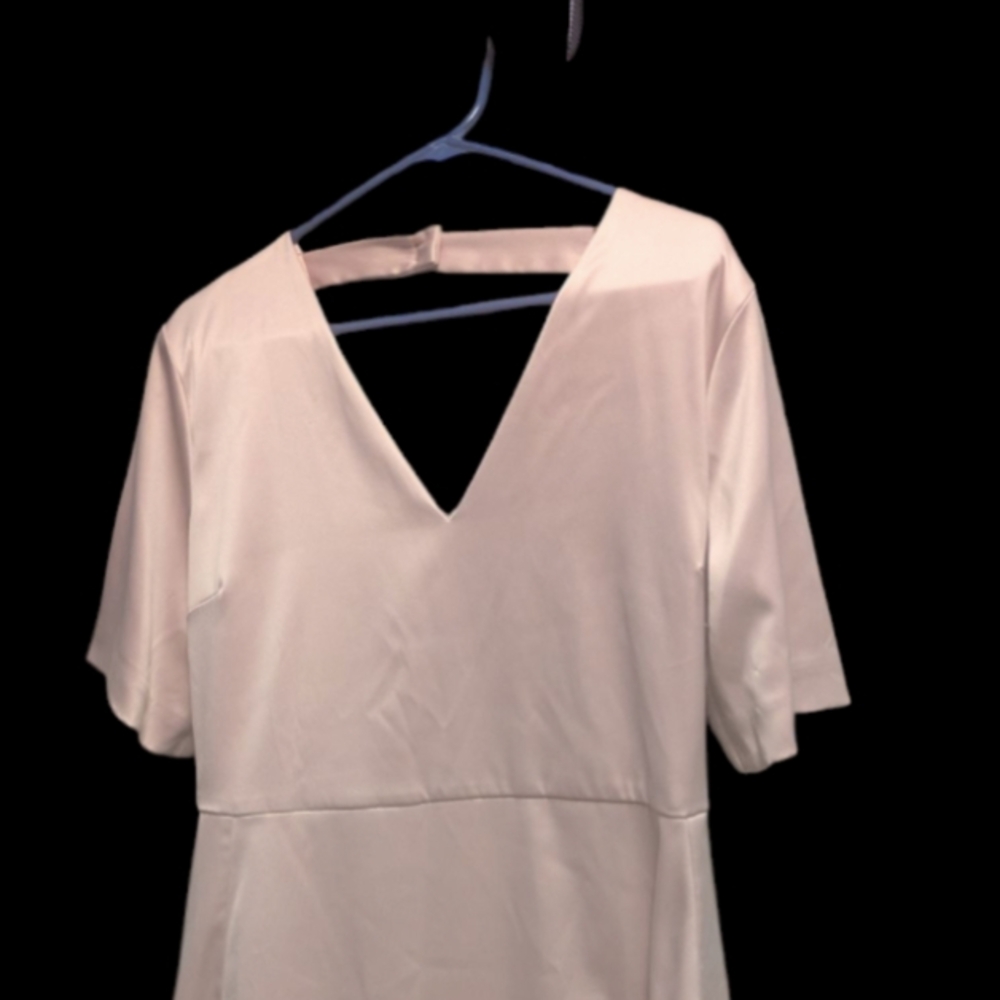 Elegant Cream V-Neck Dress